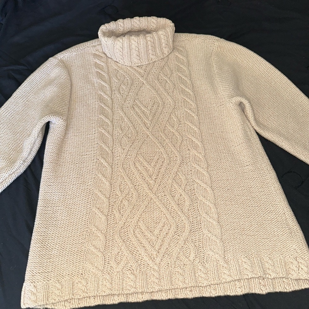 Elegant Cream Cable Knit Sweater 100% cotton - Picture 5 of 10
